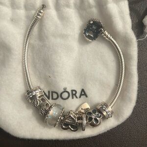 Pandora Bracelet with seven authentic charms!